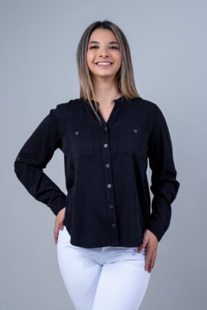 Camisa Manga Larga Cuello Mao Botones Metalicos