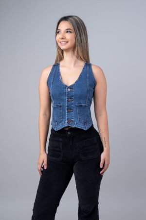 Chaleco Jean Crop Entallado