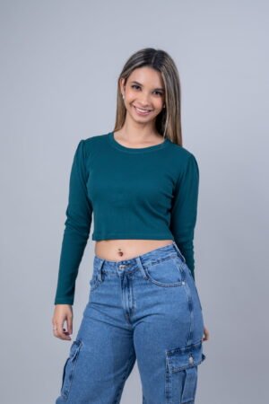 Buso Cuello Redondo Manga Larga en Tela Rib