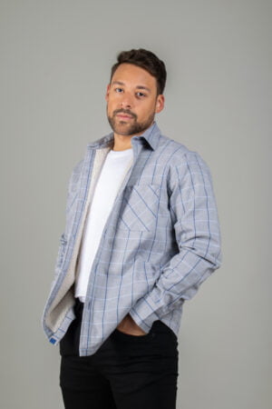 Chaqueta con Forro de Peluche en Tela a Cuadros