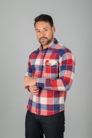 Camisa Franela Manga Larga con Botones