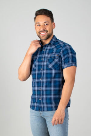Camisa a Cuadros Manga Corta con Botones