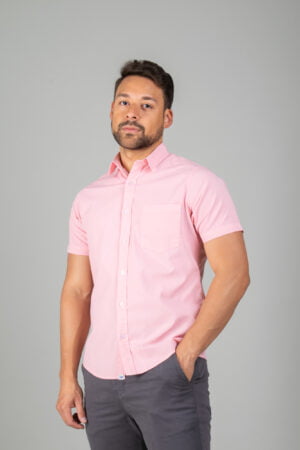 Camisa Llana Manga Corta con Botones