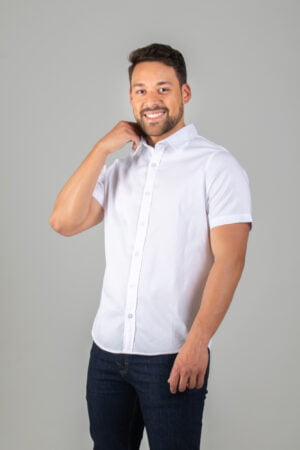 Camisa Llana Manga Corta con Botones