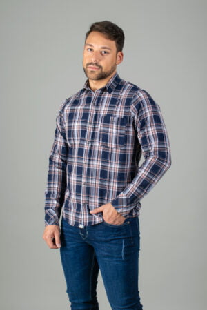 Camisa a Cuadros Manga Larga con Botones