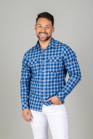 Camisa a Cuadros Manga Larga con Botones