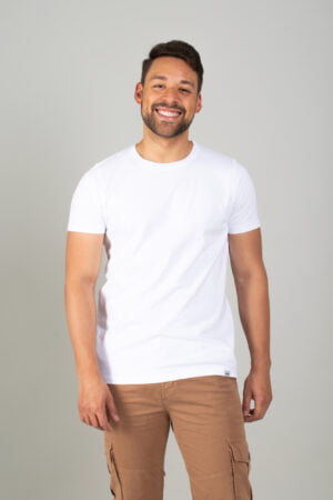 Camiseta Básica Cuello Redondo en Tela de Algodón