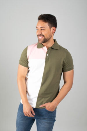 Polo Manga Corta Combinada en Tela Piqué