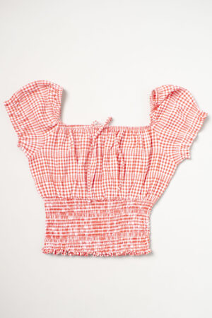 Blusa Crop Elasticada En La Cintura